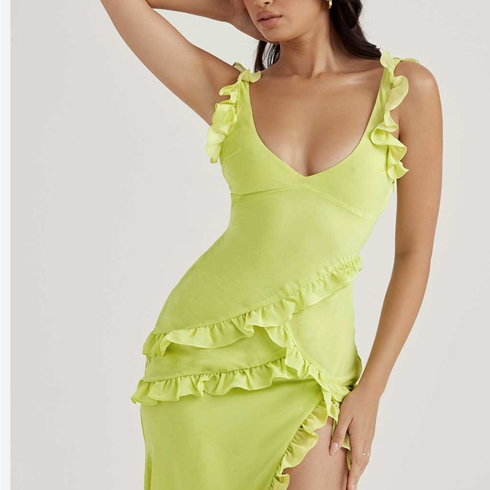 House of CB Lime Ruffle Maxi Dress
